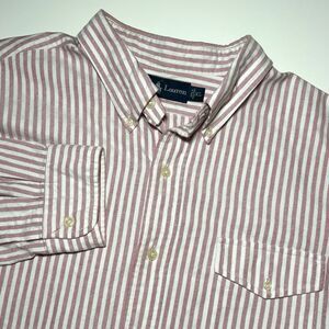 Ralph Lauren Pink White Stripped‎ Men's Xl  Pocket Long Sleeve Button Down Shirt